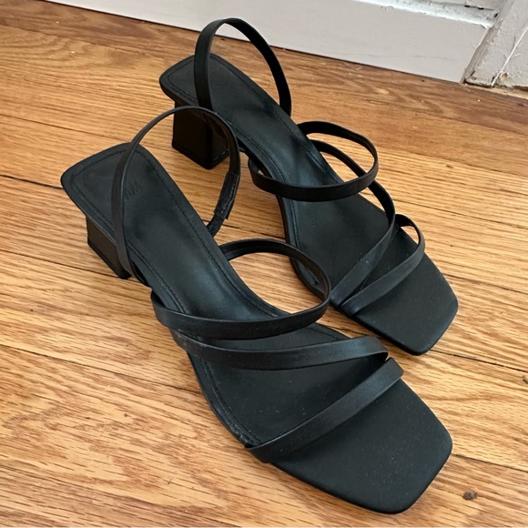 H&M Shoes Hm Womens Black Strappy Block Heel Sandals Poshmark